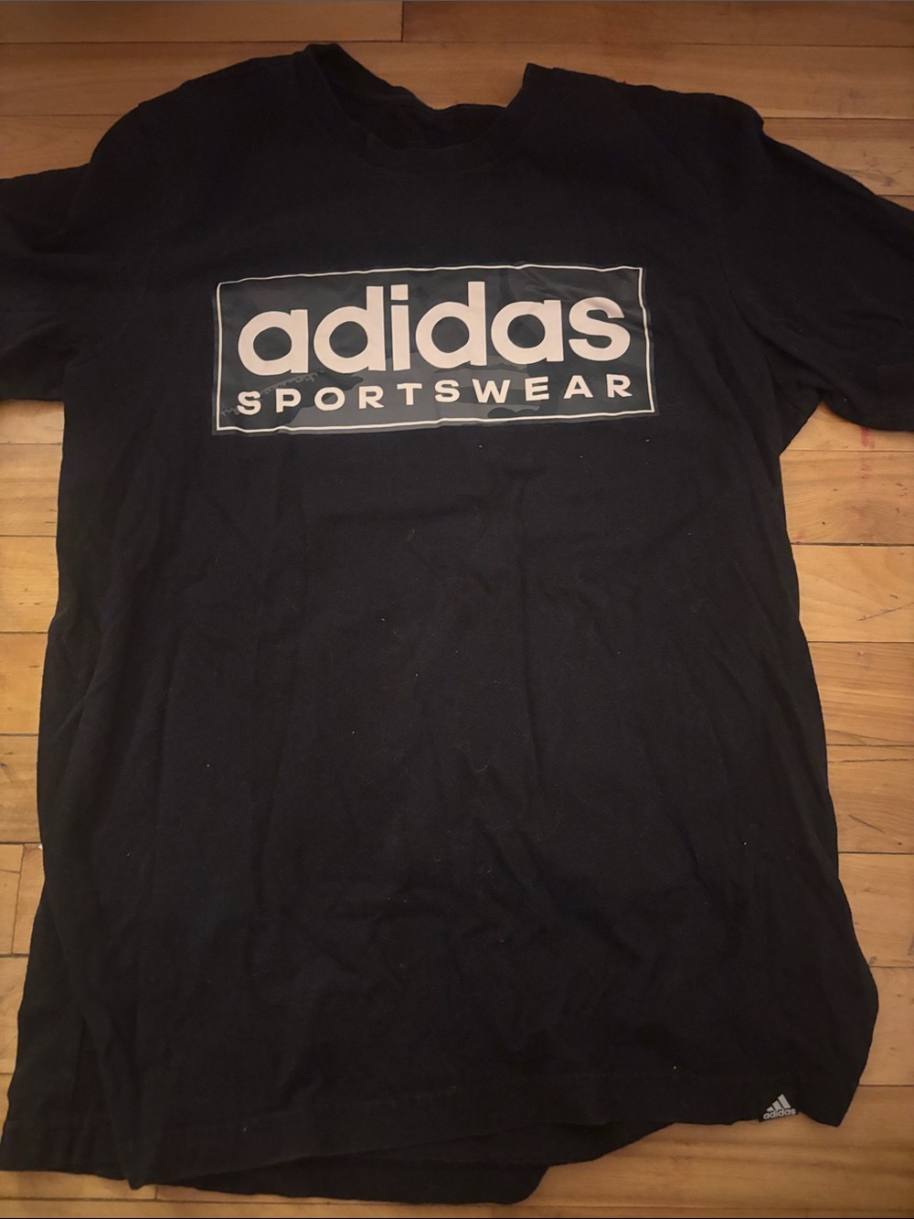 adidas Black T-Shirt with White Sportswear Logo